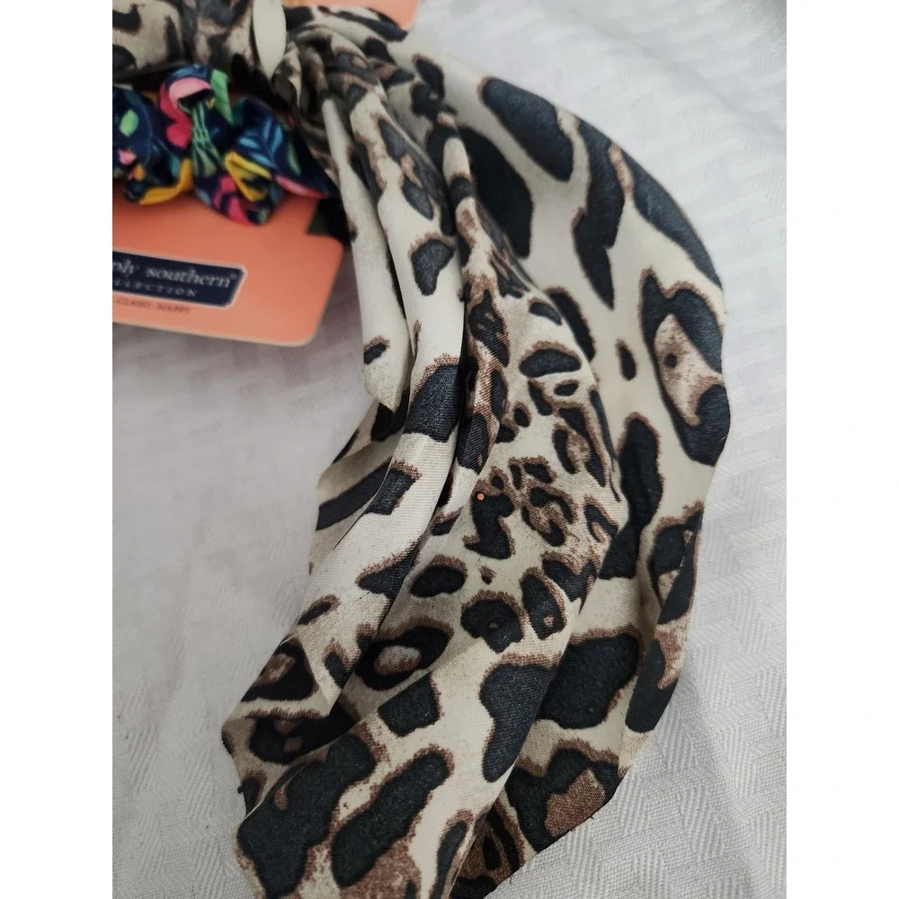 Simply Southern Scrunchy Ties 2 Pack Leopard Scarf Floral Print Hair Accessories